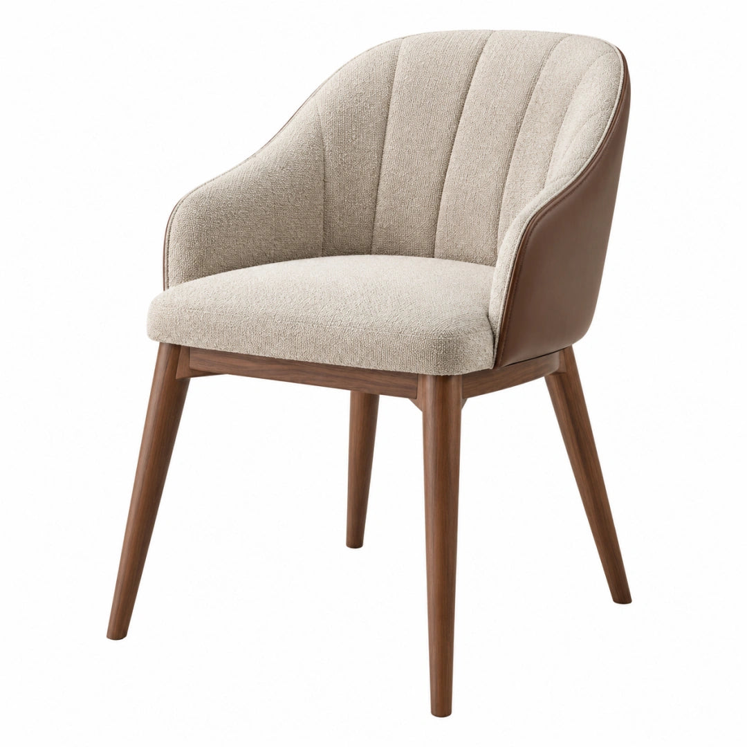 Chaise de salle à manger Toravero en tissu beige avec structure en bois brun, style contemporain, dimensions 62x61x82 cm