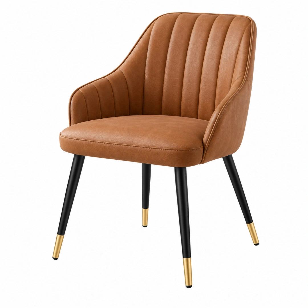 Chaise de salle à manger Toravero en cuir marron, moderne, dimensions 62x60x82 cm, style contemporain pour salon.