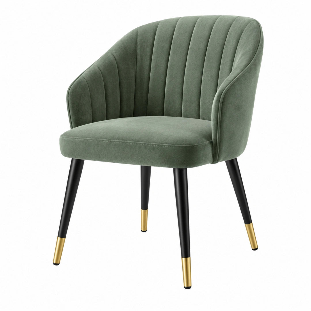 Chaise de salle à manger en velours vert moderne, dimensions 60x62x82 cm, style élégant, fabriquée par Toravero