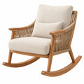 Fauteuil à bascule en bois naturel beige tressé, dimensions 75x95x100 cm, fauteuil à bascule élégant et confortable.