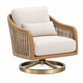 Fauteuil pivotant en bois et corde tressée beige pour jardin, style naturel, dimensions 82x78x88 cm, de marque Toravero.