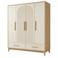Armoire contemporaine Toravero en panneaux de bois beige et chêne, 160x55x200 cm, avec 4 portes élégantes.