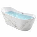 Baignoire îlot Toravero en acrylique blanc effet marbre, design contemporain, dimensions 170x80x58 cm, pour salle de bain élégante